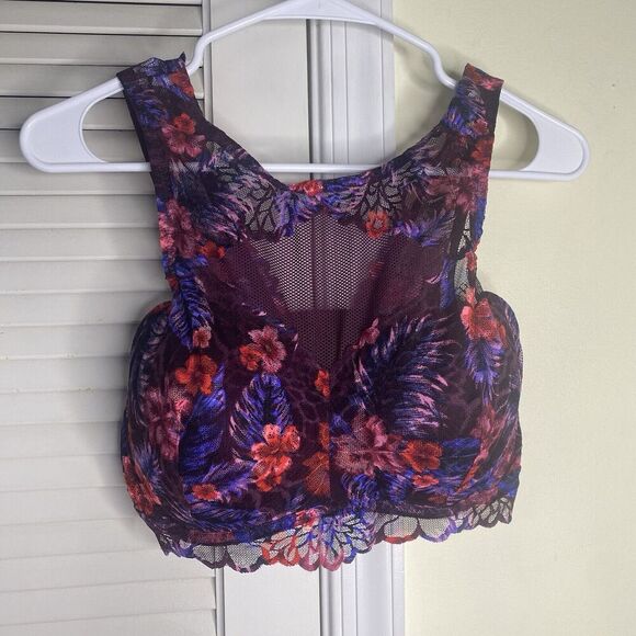 Victoria  Secret PINK Floral High Neck Push Up Bralette Padded Size Small DD - Picture 1 of 7